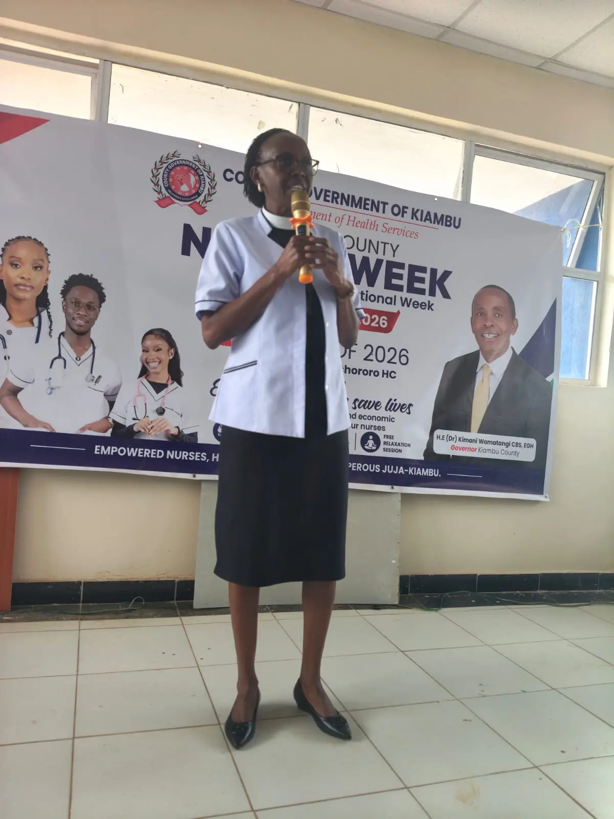 Rev. Irene speaking during a nursing gathering